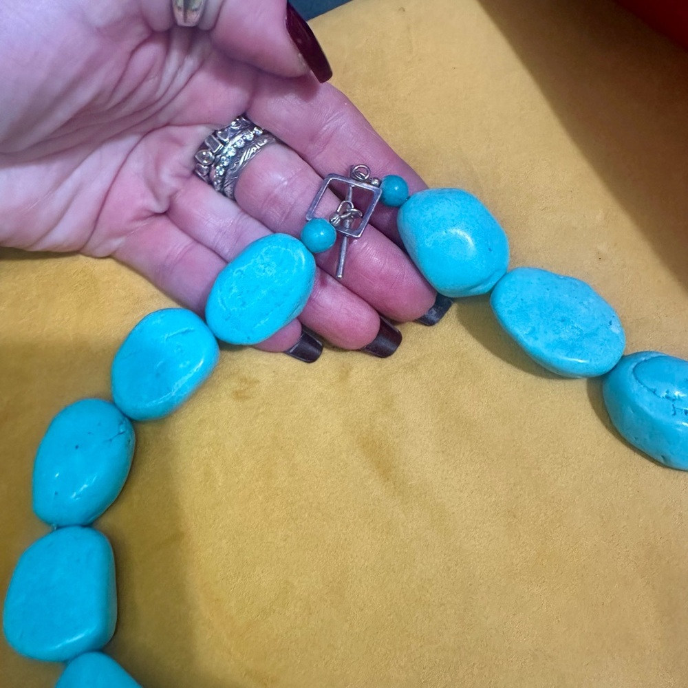 STERLING, turquoise, AGITE necklace - Picture 3 of 3